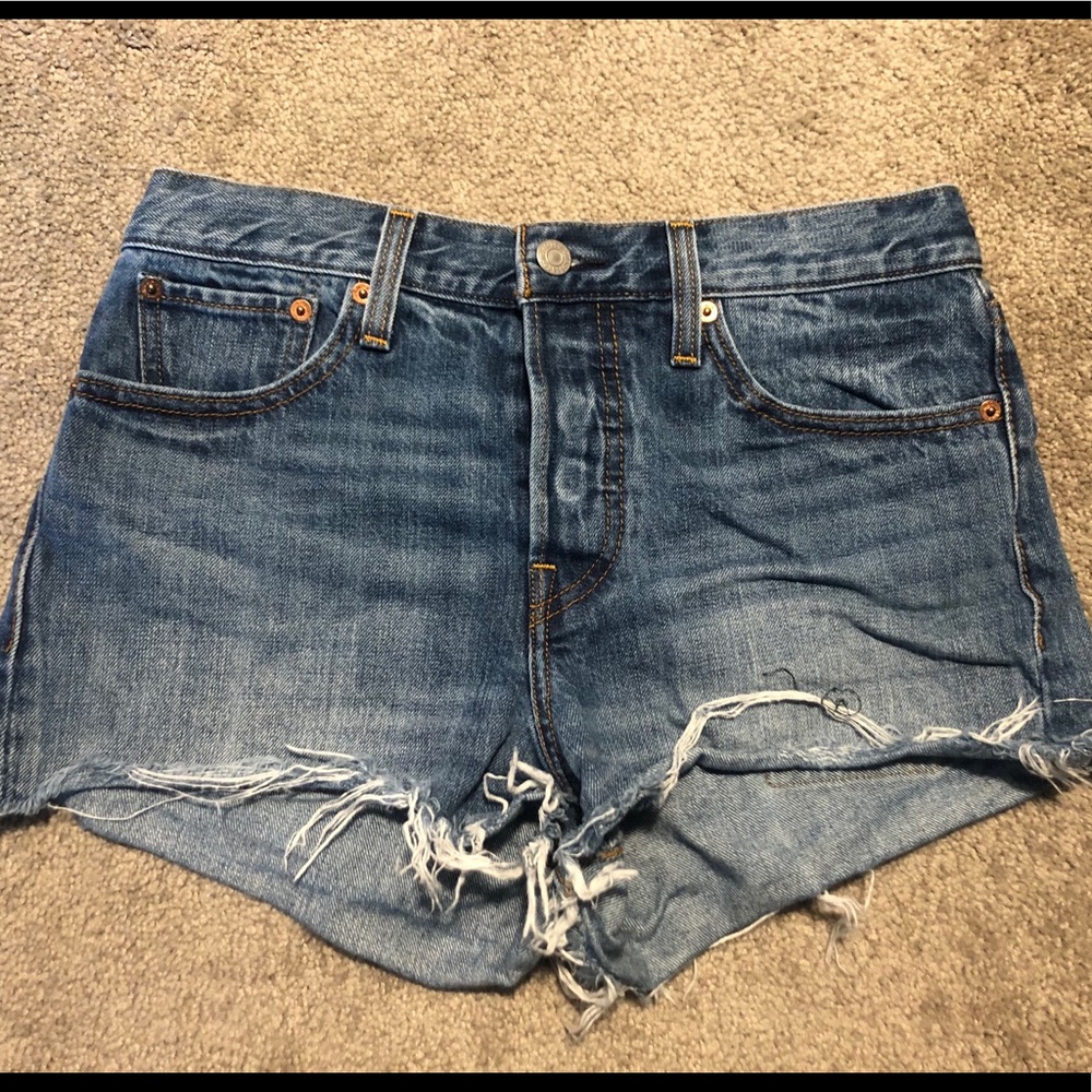 Levi’s High Waisted Distressed Denim Shorts